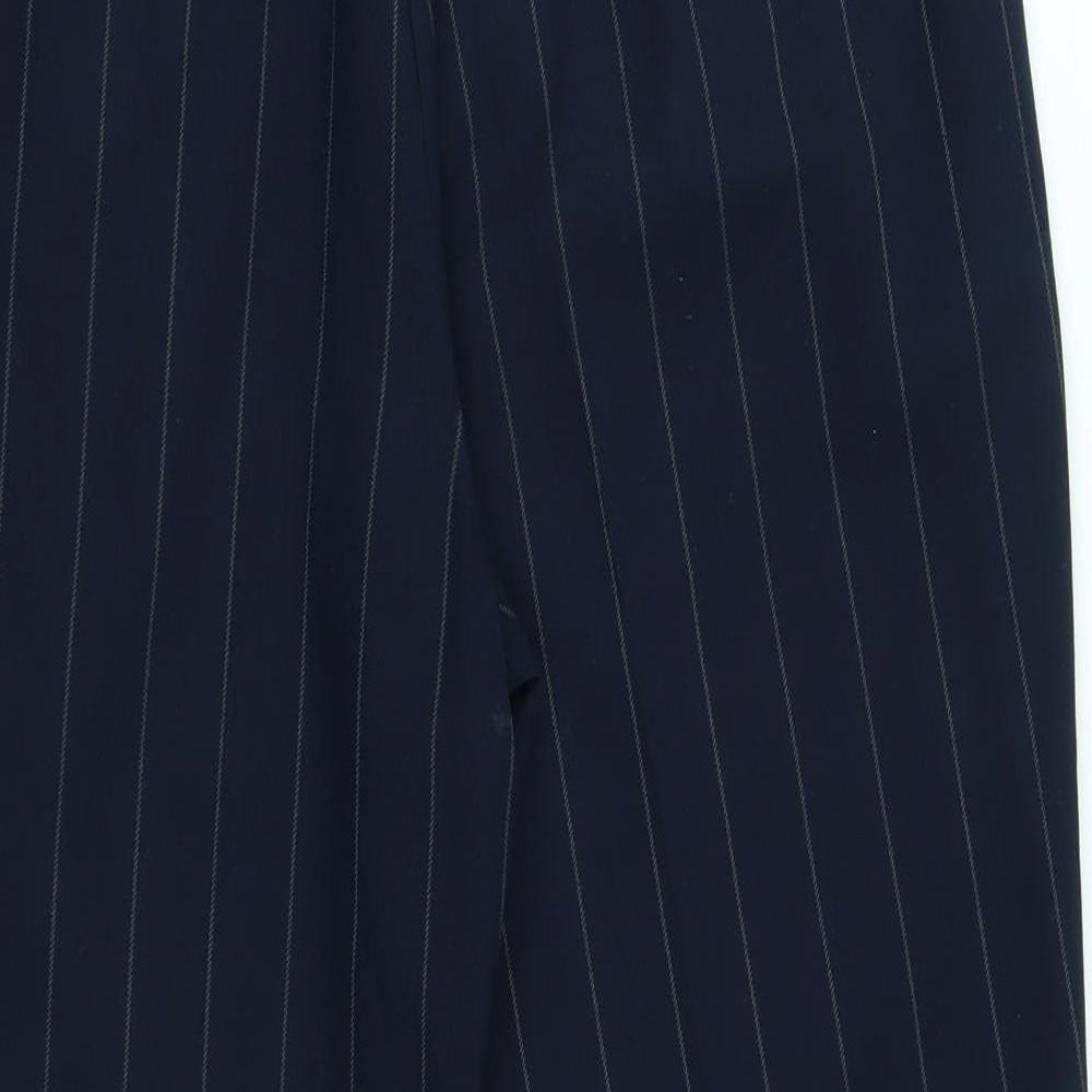 M&S Womens Blue Striped Trousers Size 12 L24 in