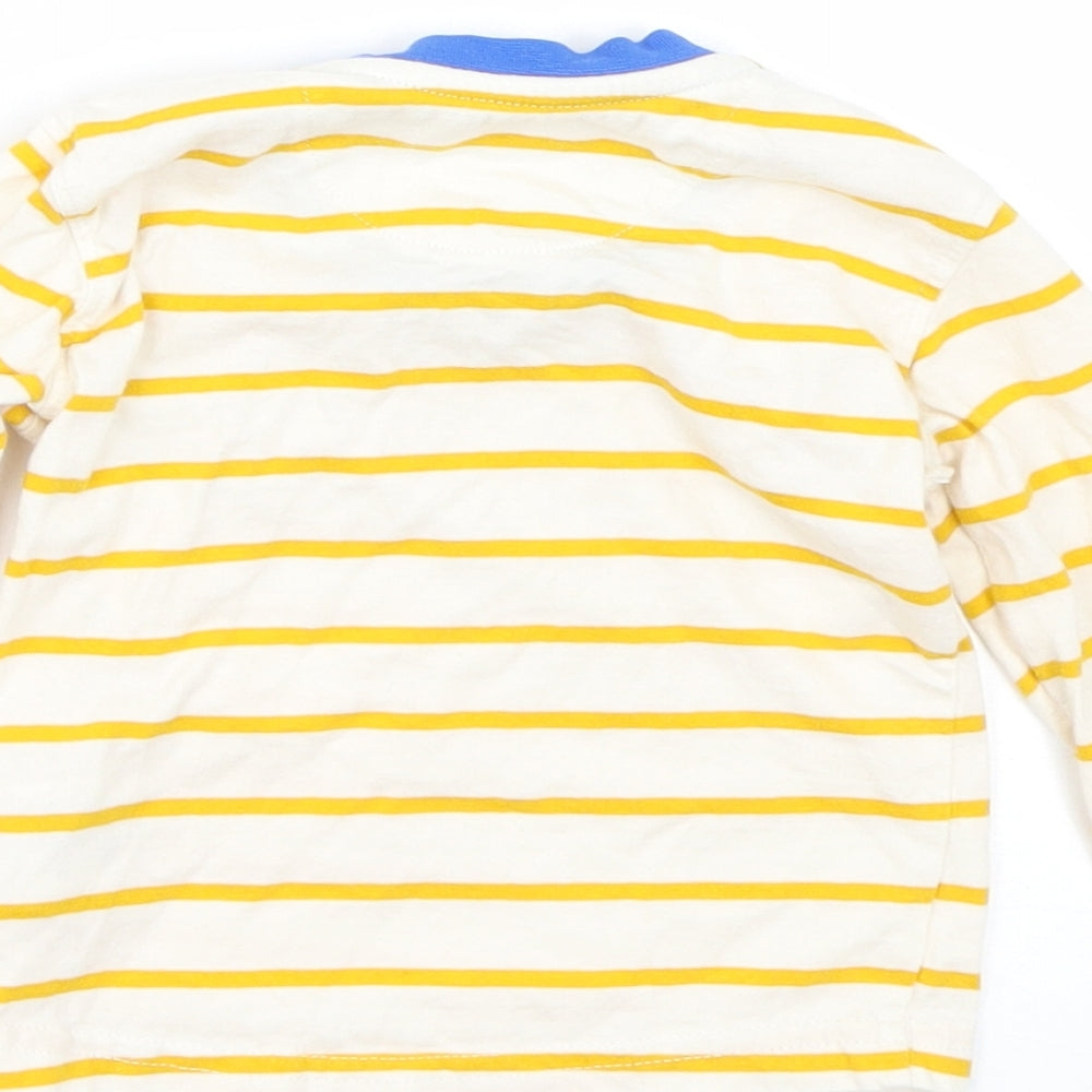 Mothercare Girls Yellow Striped Basic T-Shirt Size 9-12 Months