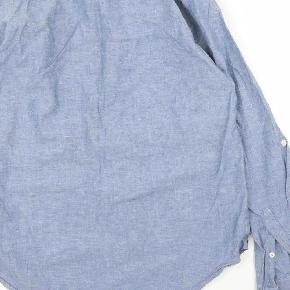FOREVER 21 Mens Blue Button-Up Size S