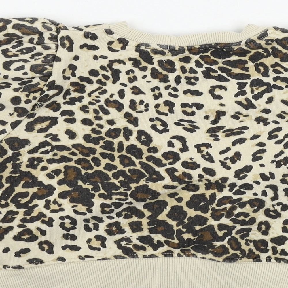 Zara Girls Beige Animal Print Pullover Jumper Size 7 Years