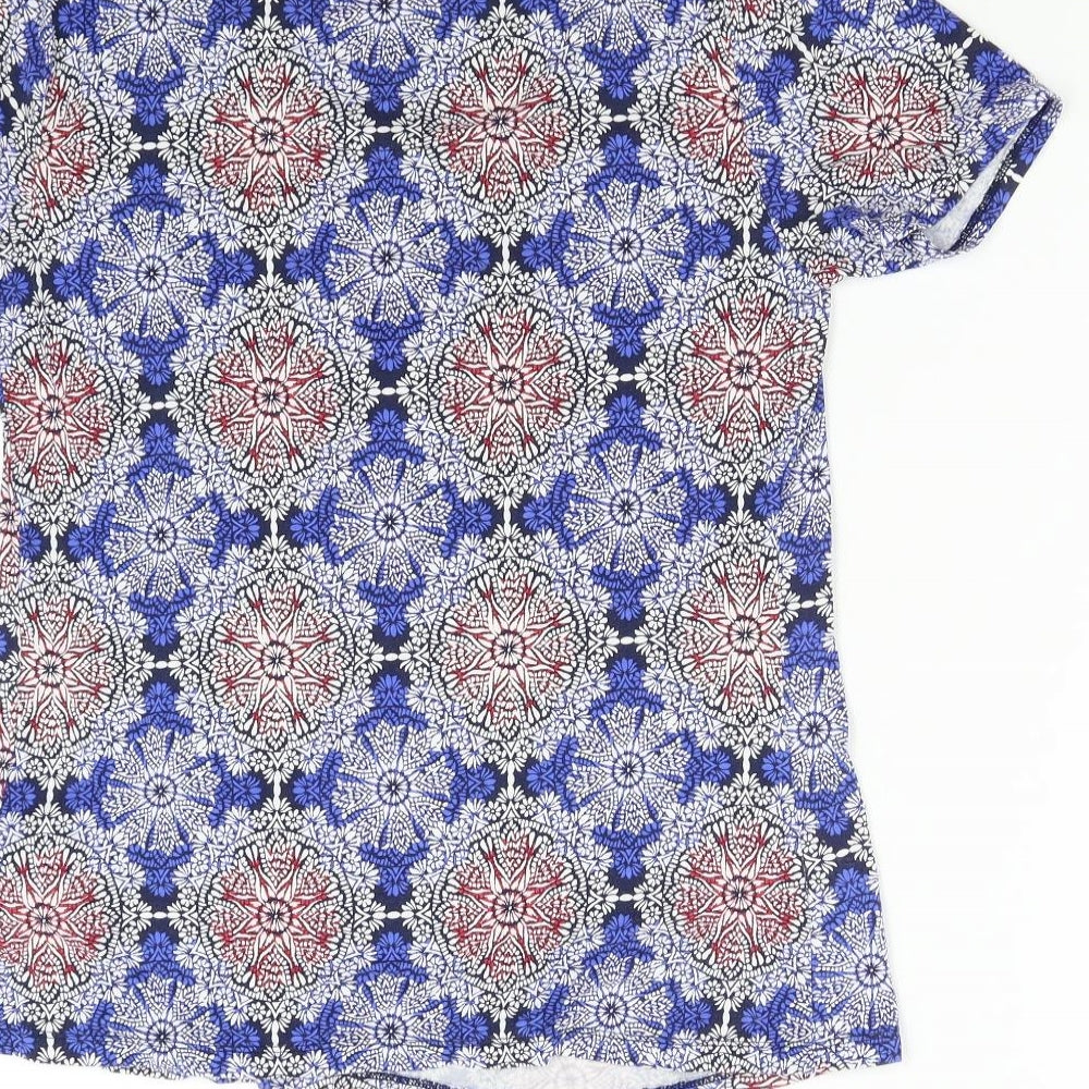 M&S Womens Blue Geometric Basic T-Shirt Size 8