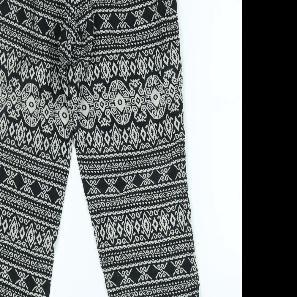 Sans Souci Womens Black Fair Isle Trousers Size S L27 in