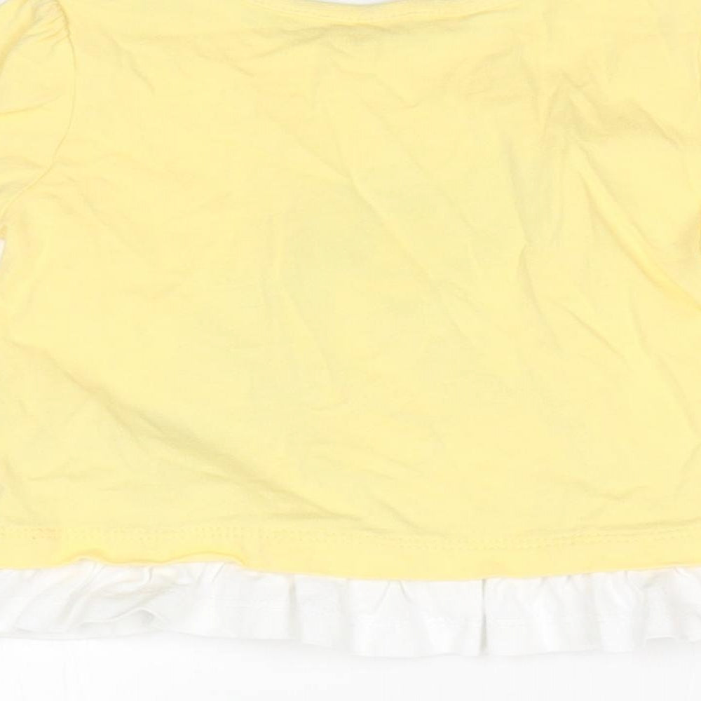 MORRISONS Girls Yellow Basic T-Shirt Size 3-6 Months