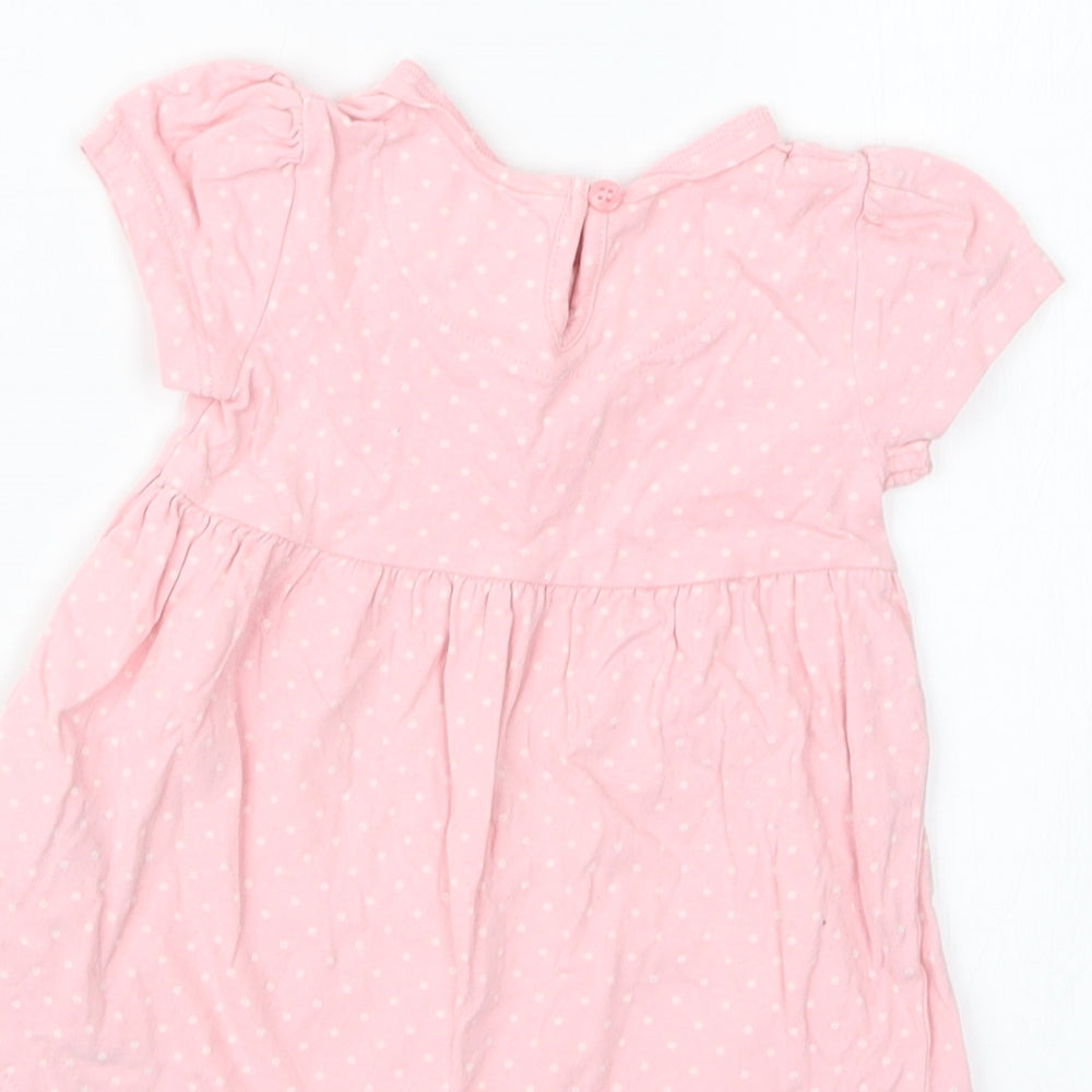 Mothercare Girls Pink Polka Dot Basic T-Shirt Size 3-6 Months