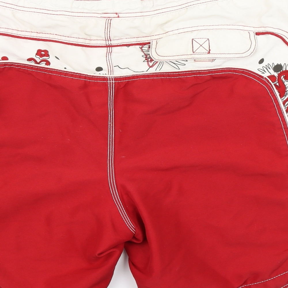 George Mens Red Floral Athletic Shorts Size M