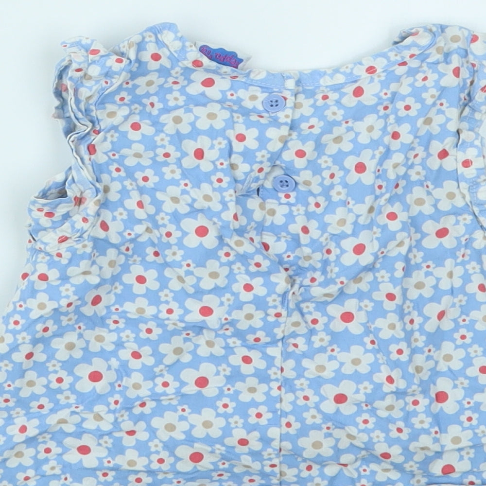 George Girls Blue Geometric Basic T-Shirt Size 12-18 Months