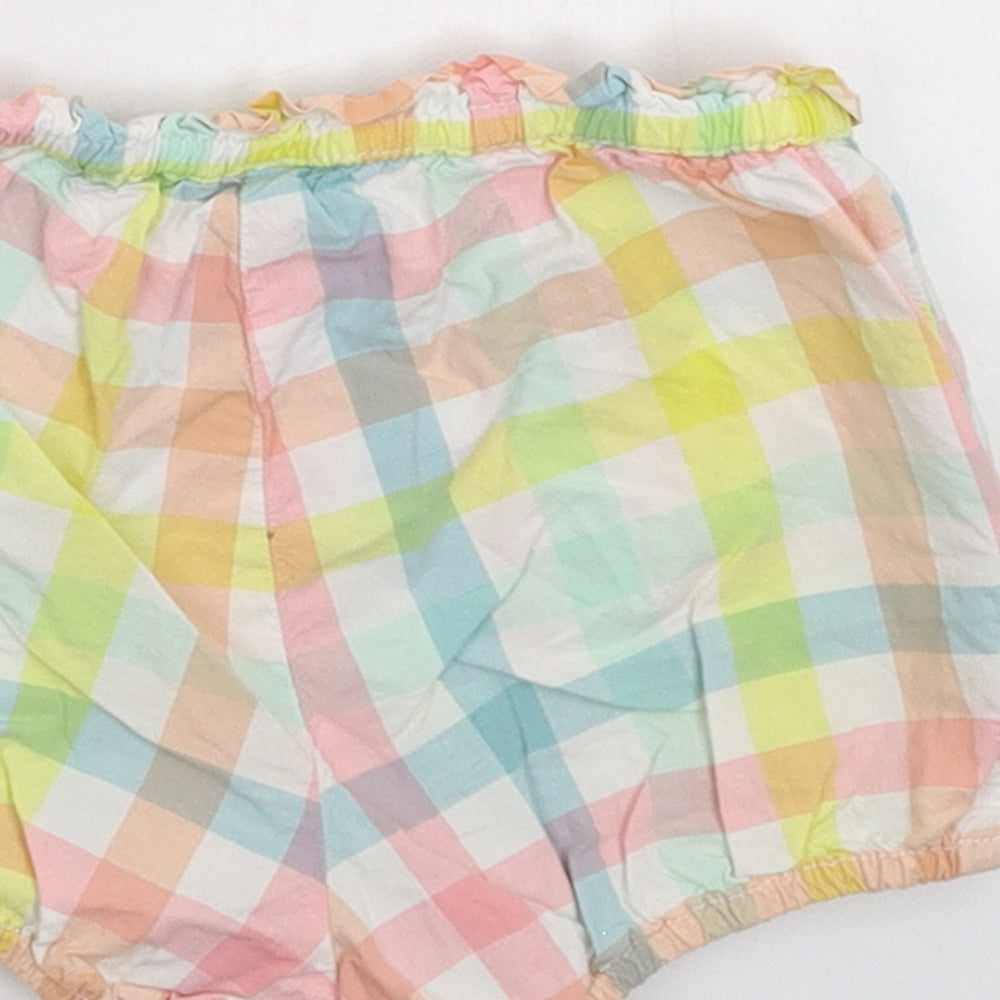H&M Girls Multicoloured Check Cropped Trousers Size 9-12 Months - Shorts