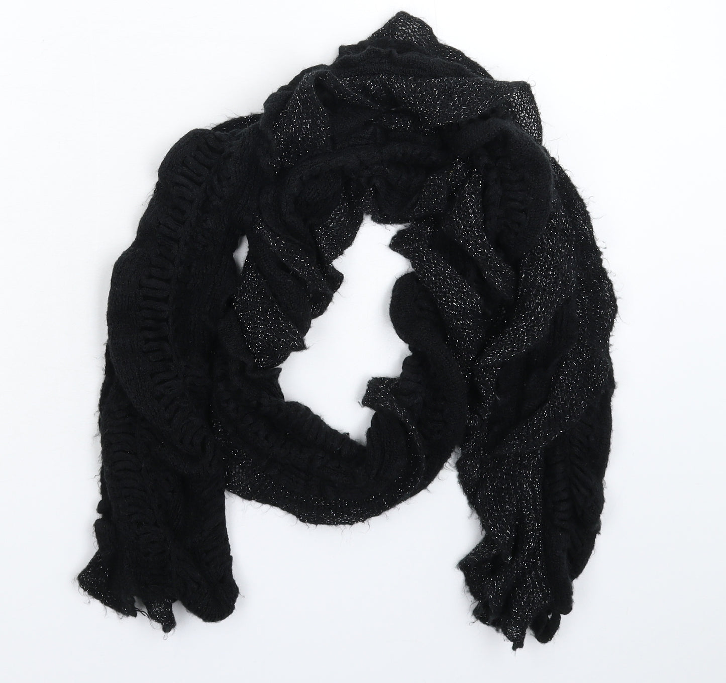 Preworn Womens Black Knit Scarf