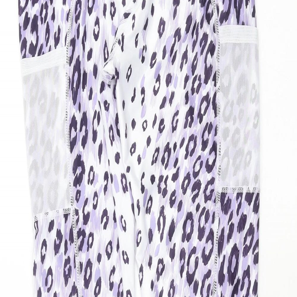 SheIn Womens Purple Animal Print Compression Leggings Size S L27 in