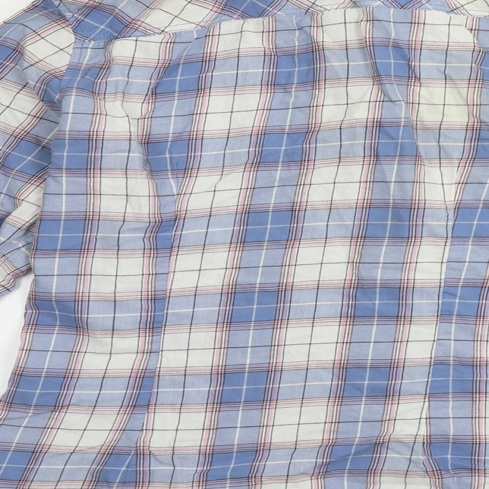 H&M Womens Blue Check Basic Button-Up Size 16