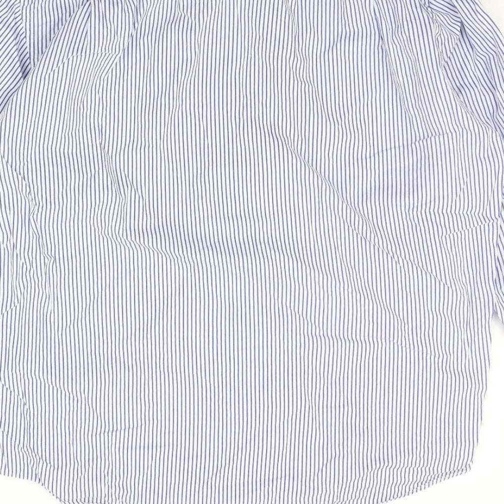 Baumer Mens Blue Striped Button-Up Size 17