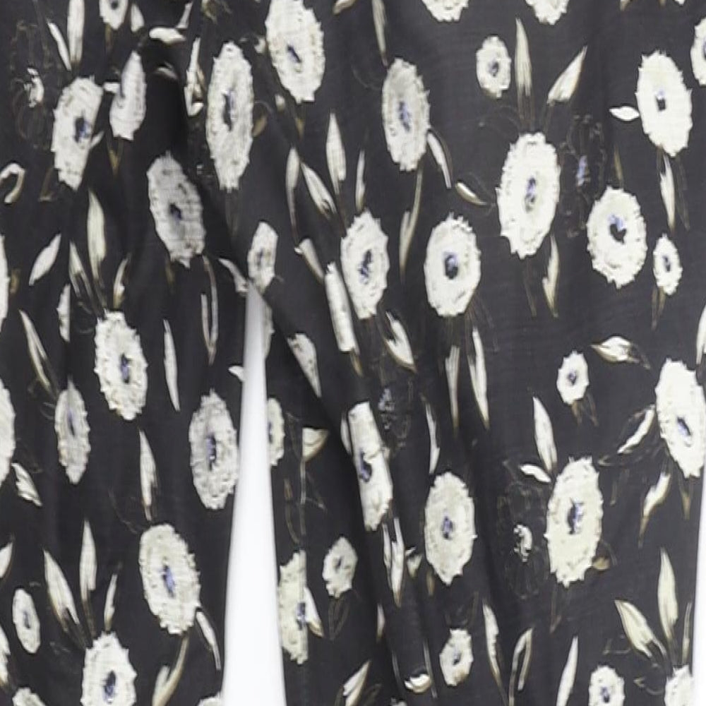 NEXT Womens Black Floral Trousers Size 8 L27 in