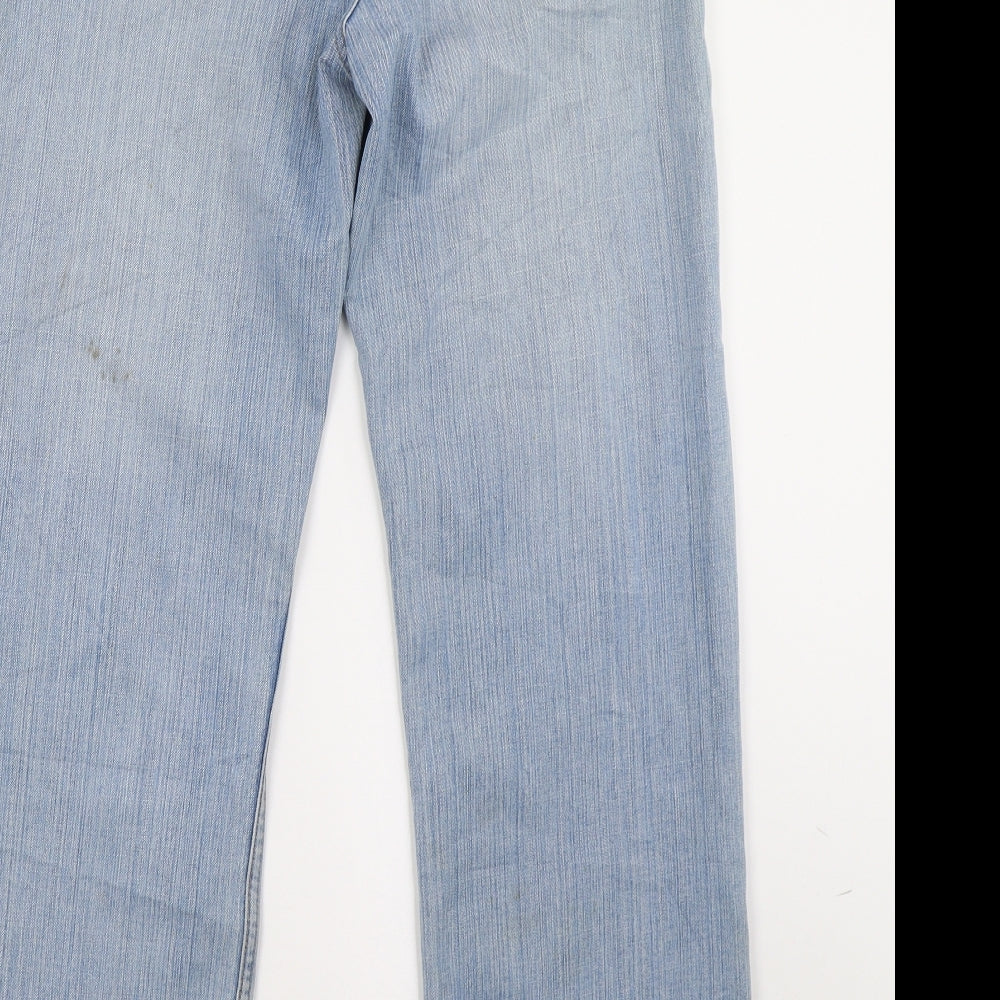 bigreoss Mens Blue Denim Straight Jeans Size 24 L34 in