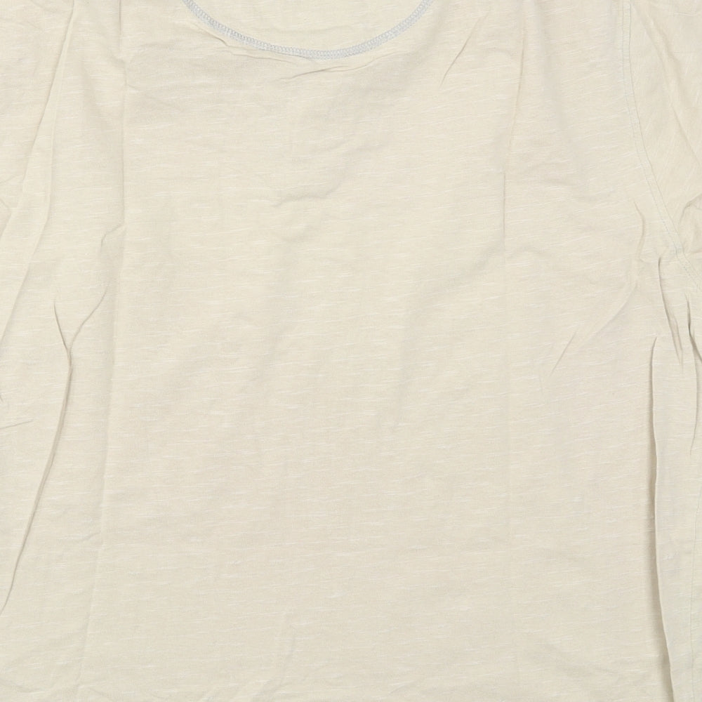 BHS Mens Beige Striped Polo Size XL