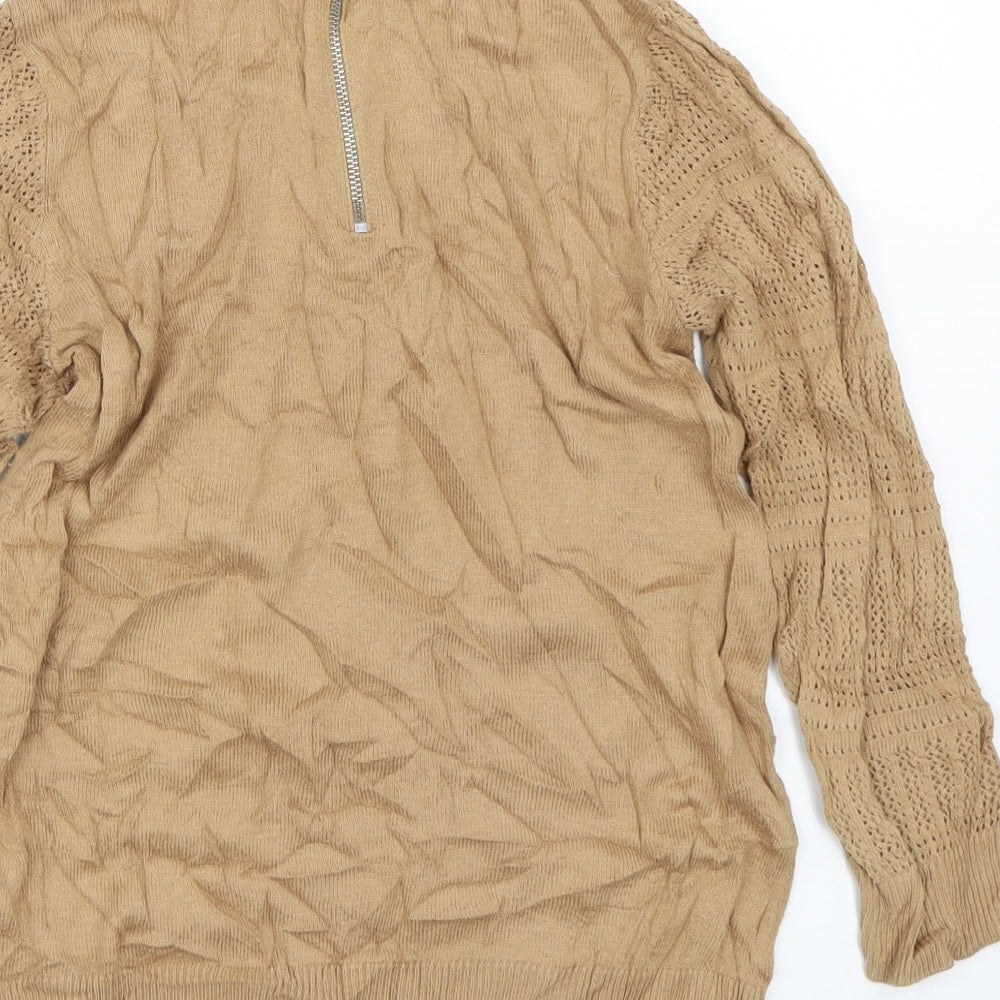 Oasis Womens Brown Basic T-Shirt Size XS
