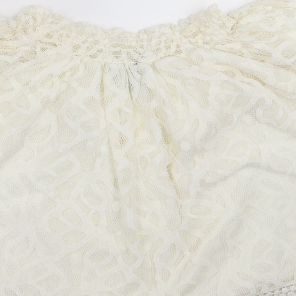 Primark Womens Ivory Geometric Basic Blouse Size 8 - Lace