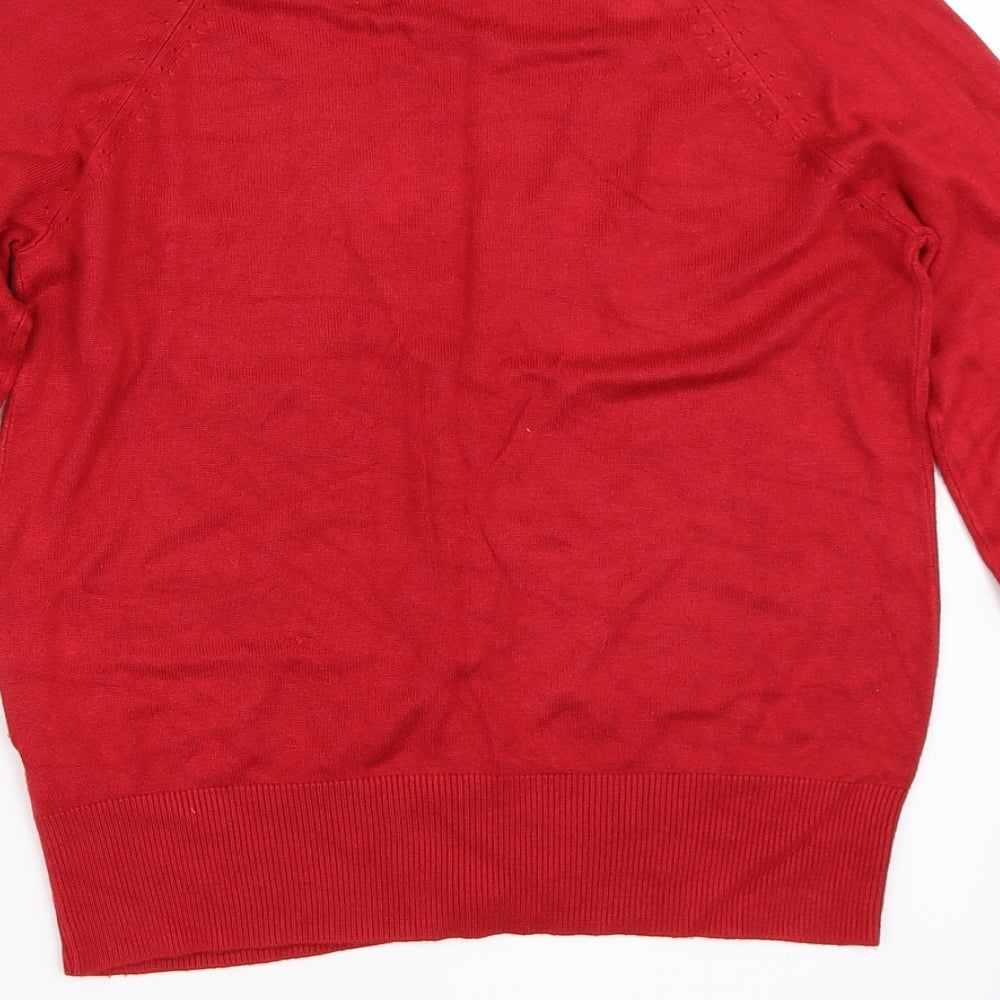 New Look Womens Red Cardigan Jumper Size 10