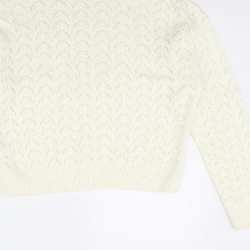 Divided Womens White Pullover Jumper Size S