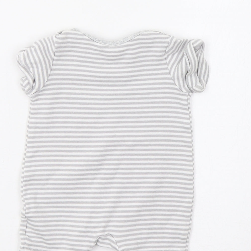 Mothercare Baby Grey Striped Romper One-Piece Size 0-3 Months - Apple