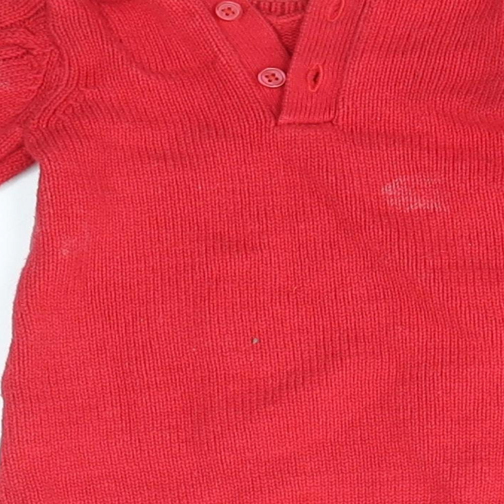 F&F Girls Red Jumper Dress Size 0-3 Months