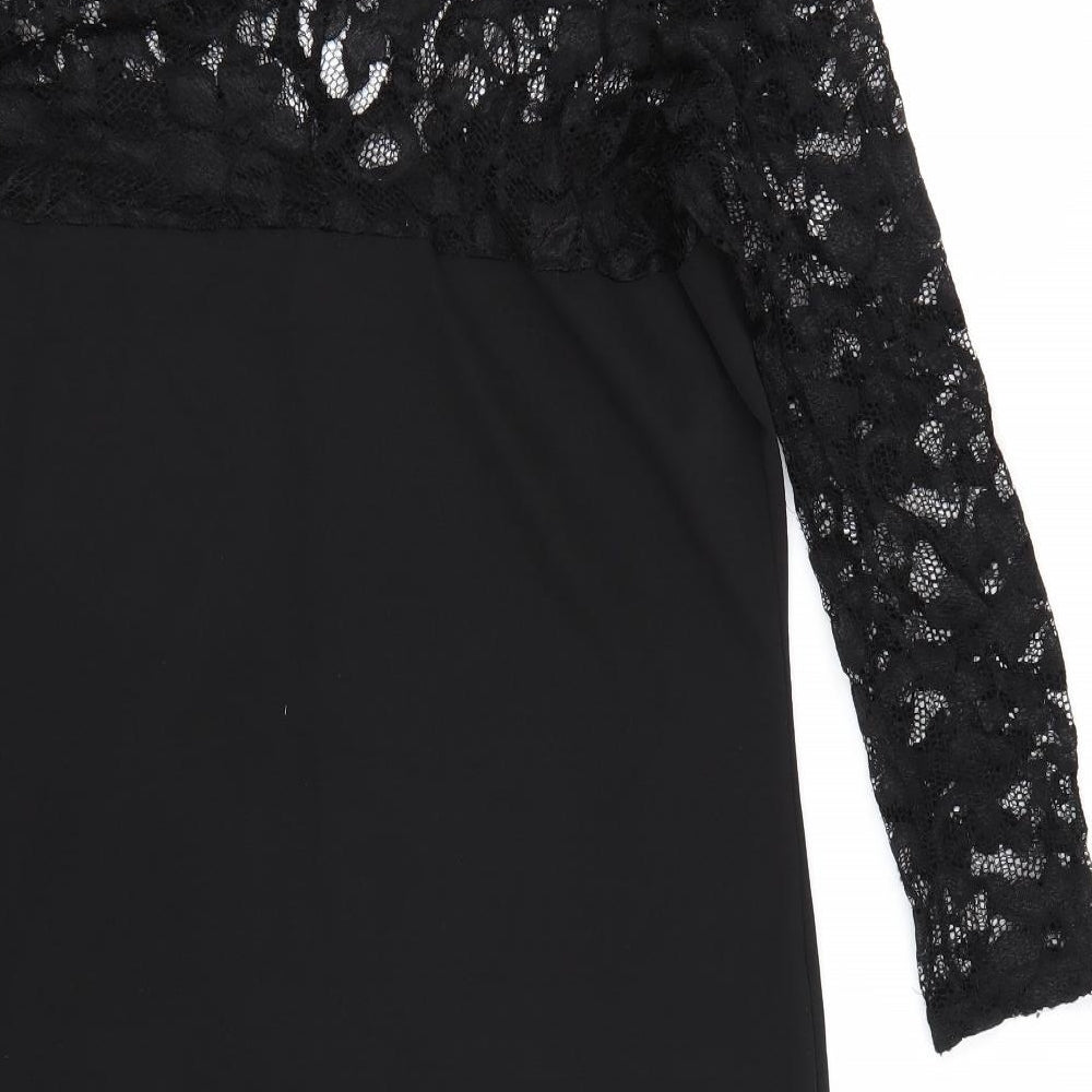 Elite99 Womens Black Floral T-Shirt Dress Size M