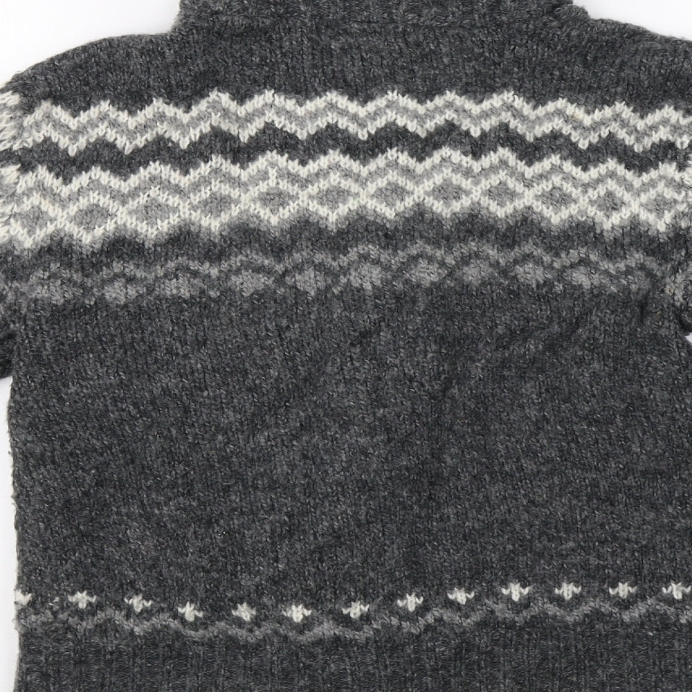 Primark Womens Grey Fair Isle Cardigan Jumper Size M