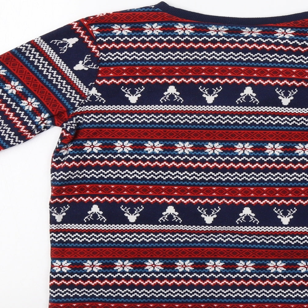 F&F Girls Red Fair Isle Top Pyjama Top Size 9-10 Years