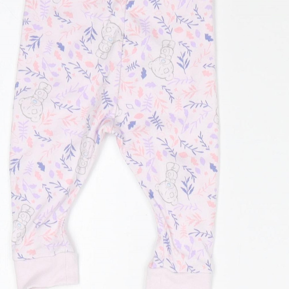 MORRISONS Girls Pink Jogger Leggings Size 0-3 Months