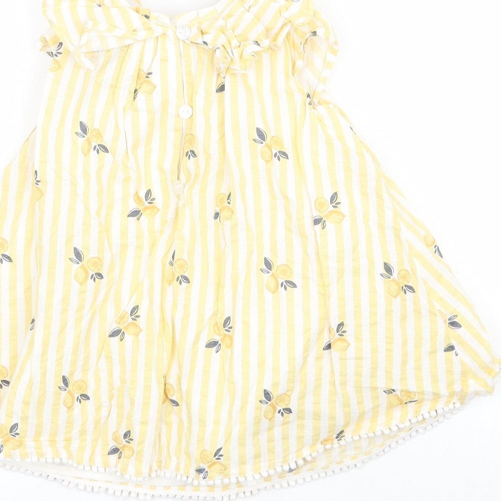 Cynthia Rowley Girls Yellow Striped Basic Blouse Size 12-18 Months
