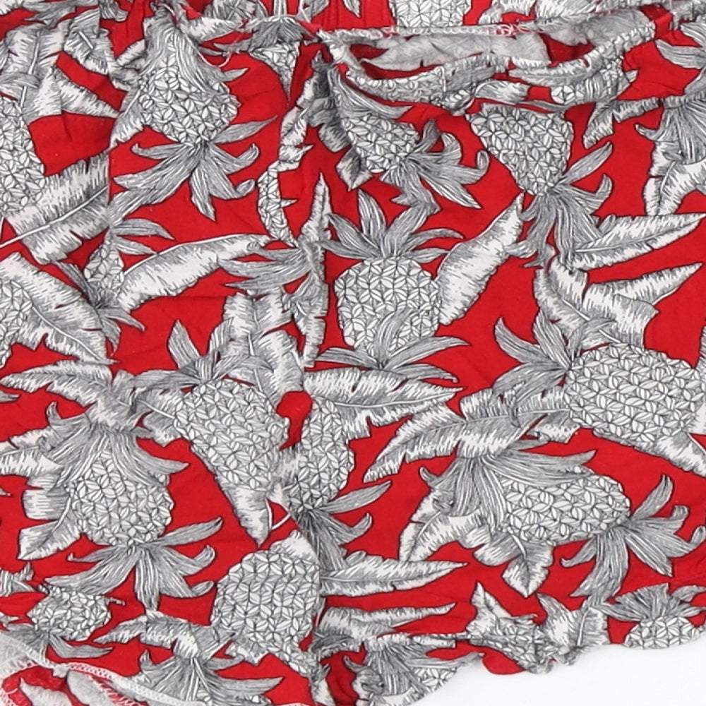 Lola May Womens Red Floral Hot Pants Shorts Size 8