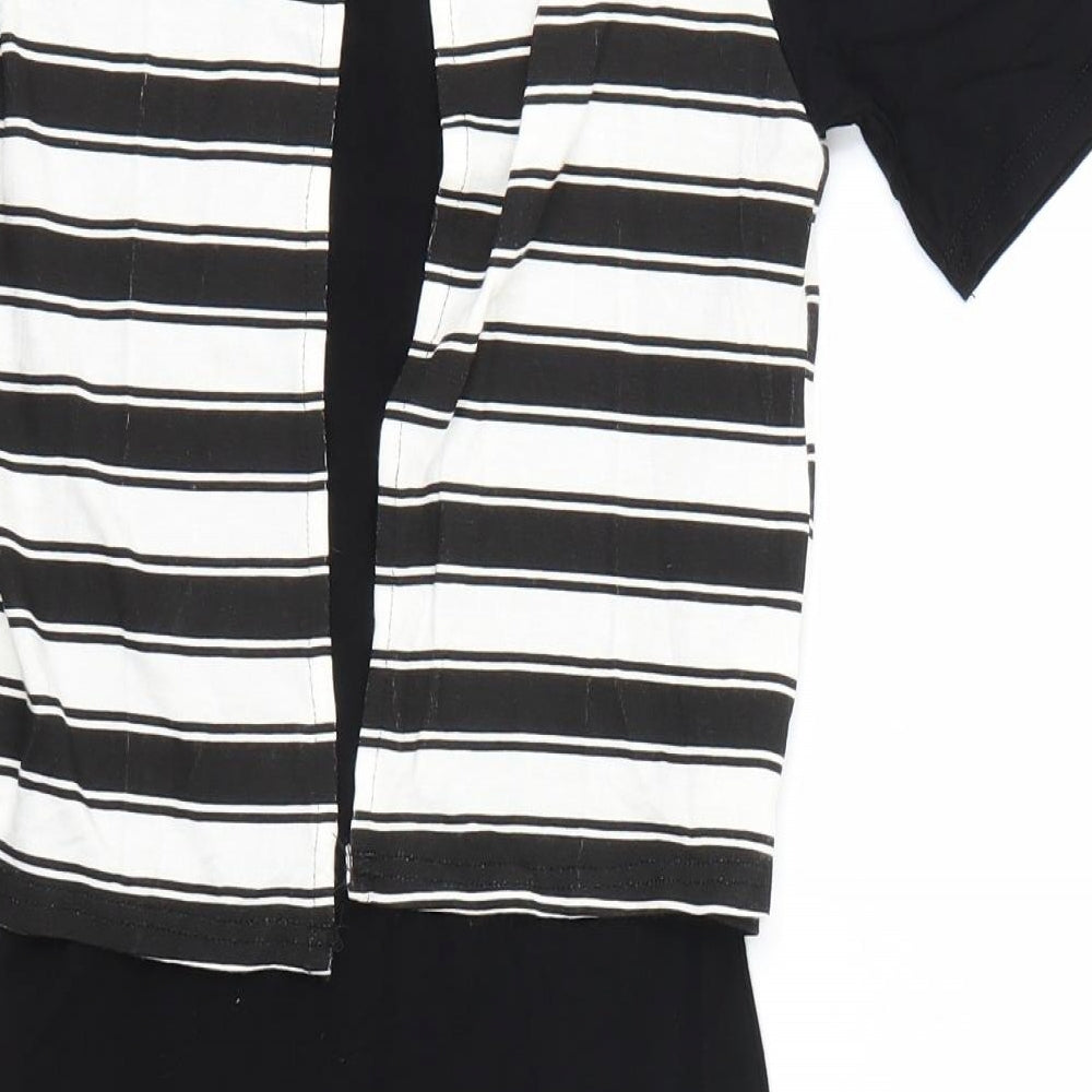 Innocence Womens Black Striped T-Shirt Dress Size 8