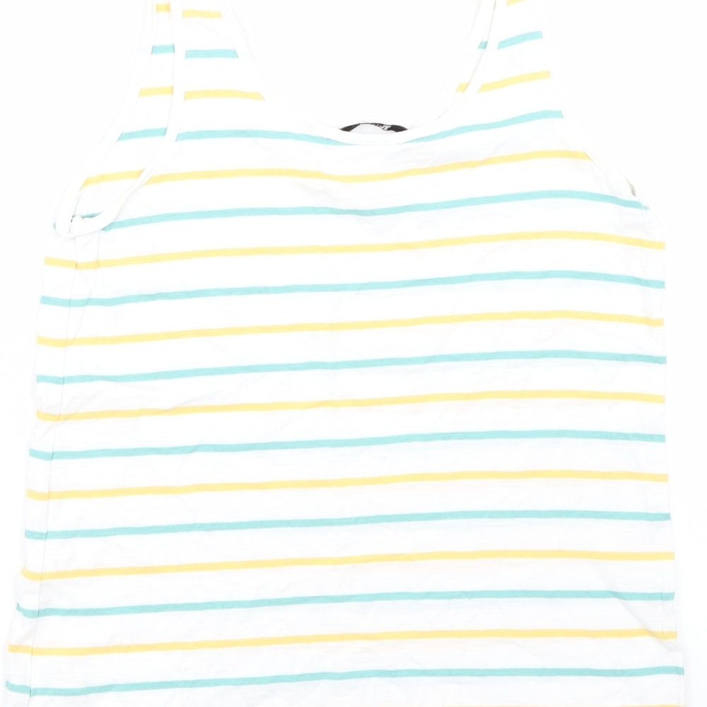 TU Womens White Striped Basic Tank Size 8