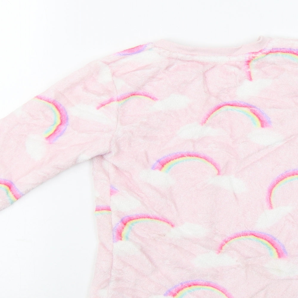 F&F Girls Pink Pinstripe Top Pyjama Top Size 6-7 Years - Rainbow