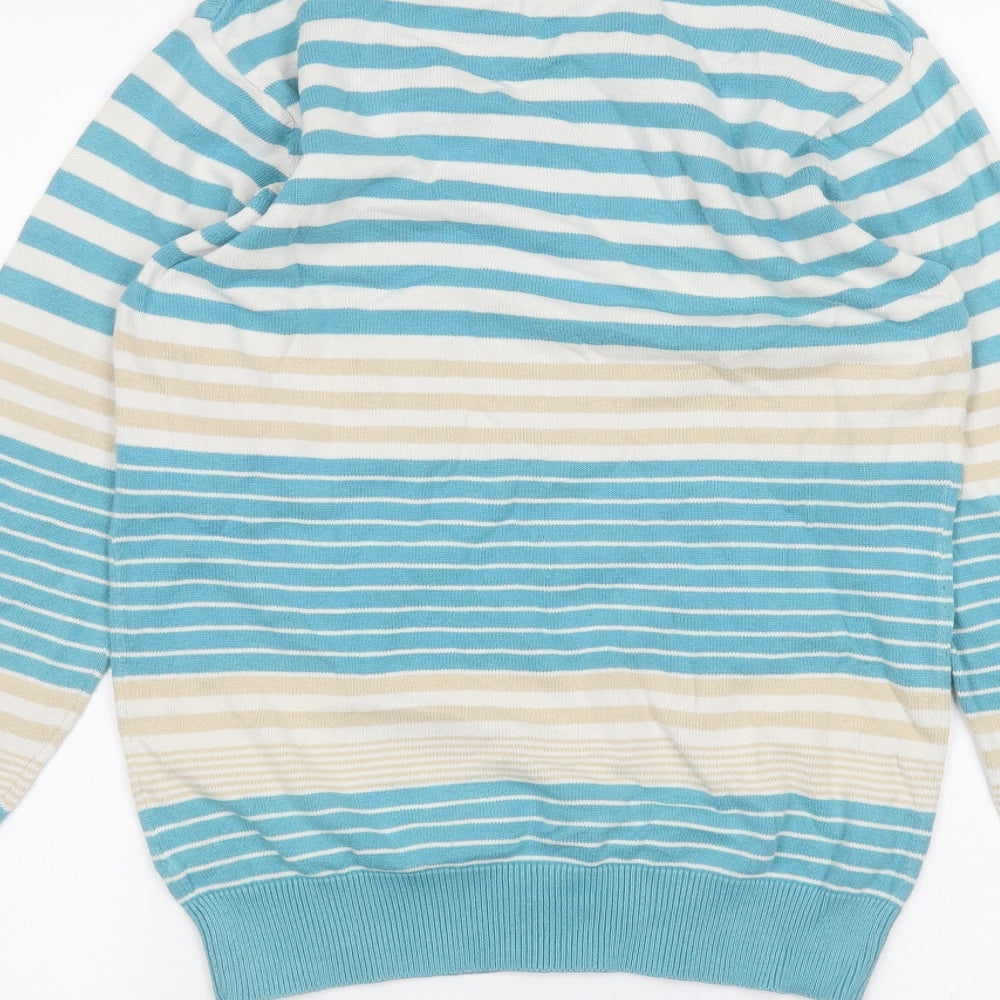 EWM Womens White Striped Pullover Jumper Size S