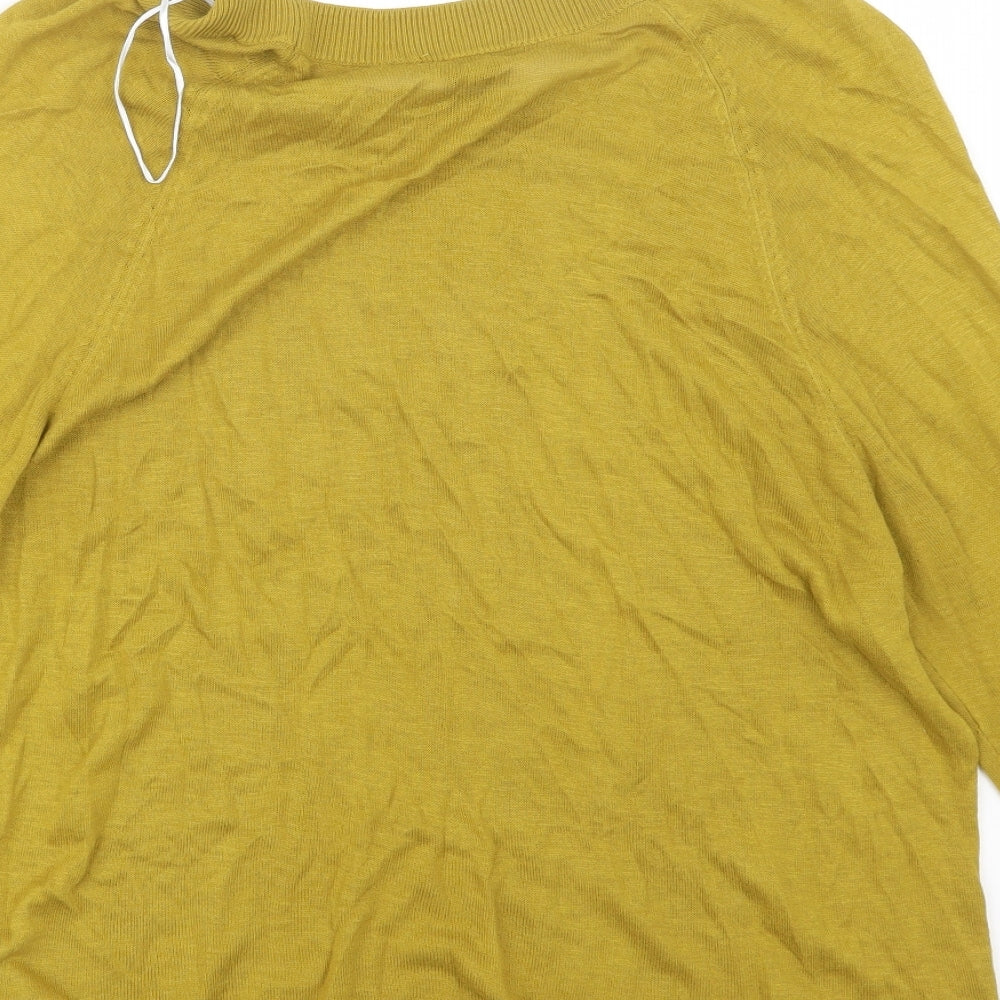 H&M Womens Yellow Knit Pullover Jumper Size S