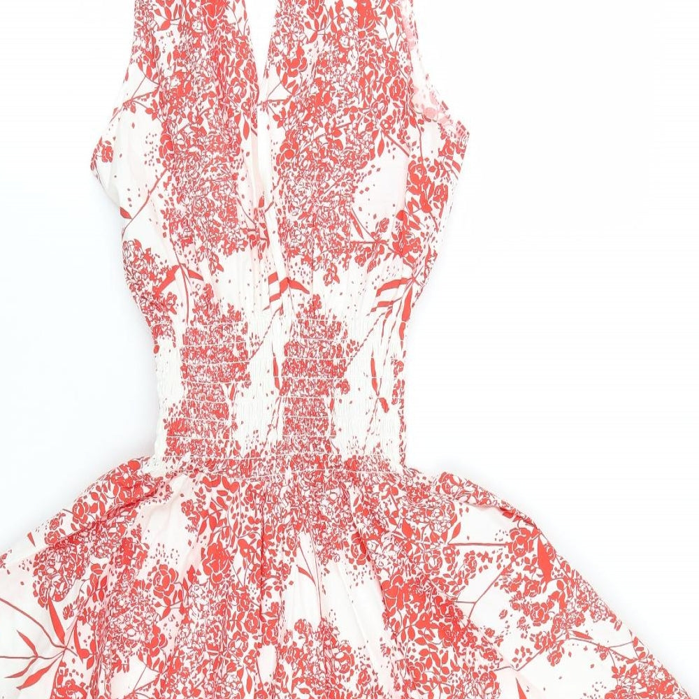 KDK London Womens White Floral A-Line Size S