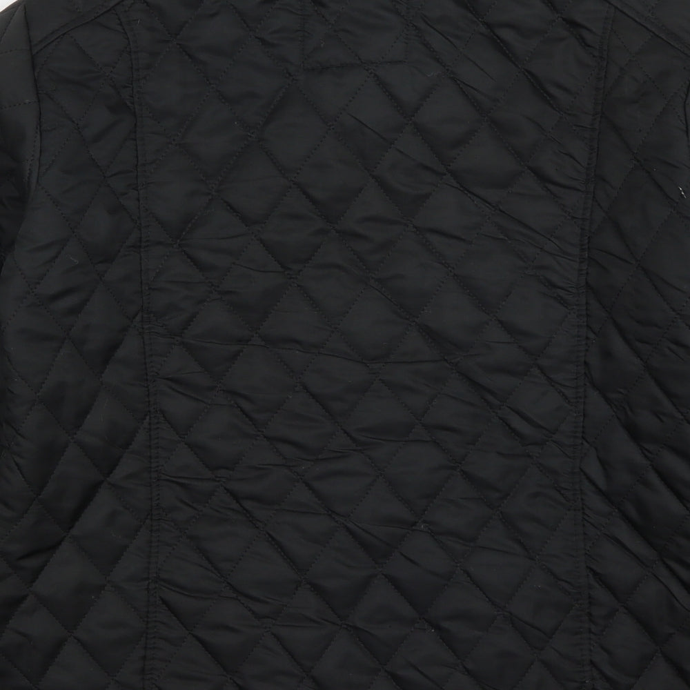 Malaika Womens Black Quilted Coat Size L