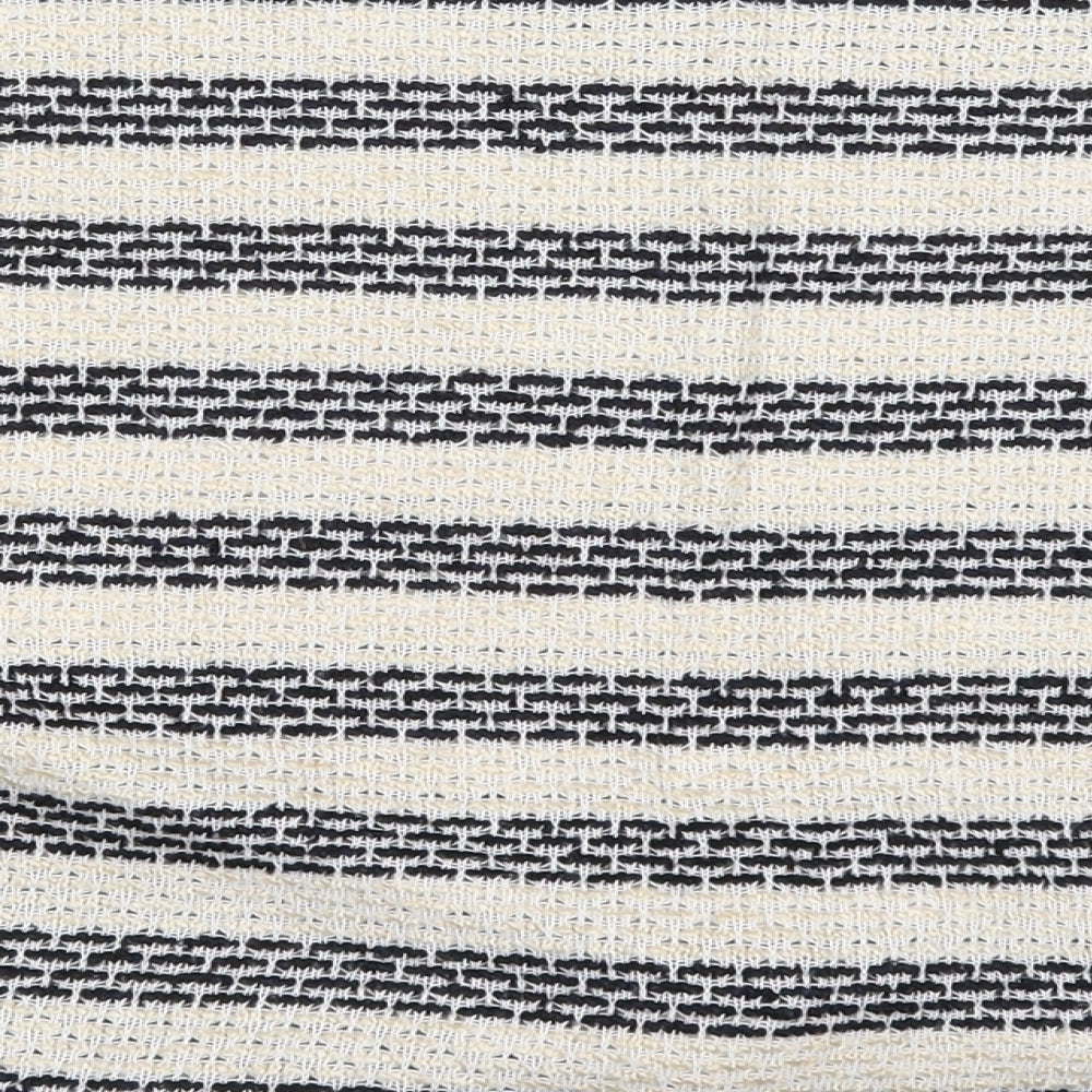 New Look Womens Beige Striped Basic T-Shirt Size M - Tie Front