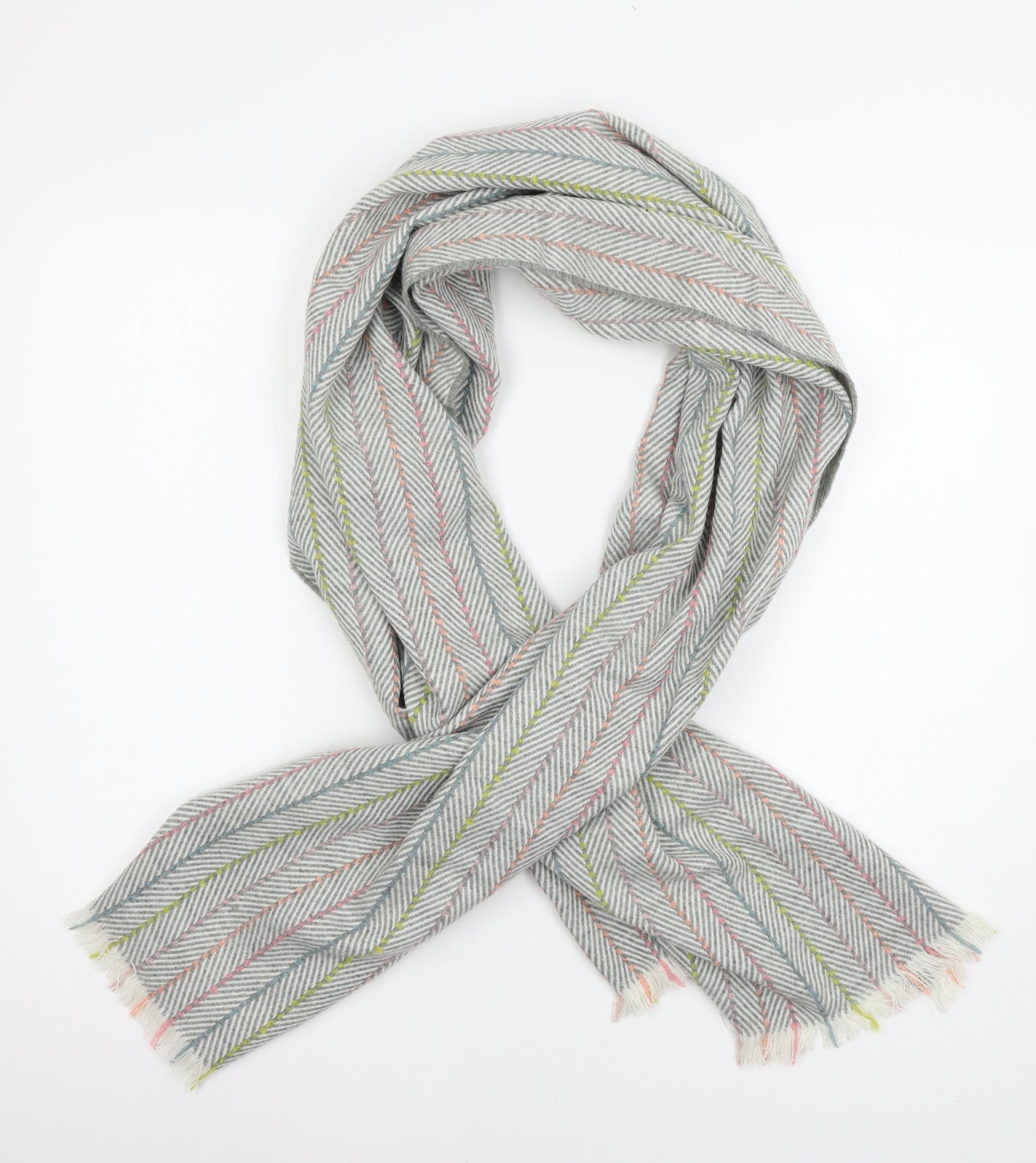 Oasis Womens Grey Striped Knit Scarf