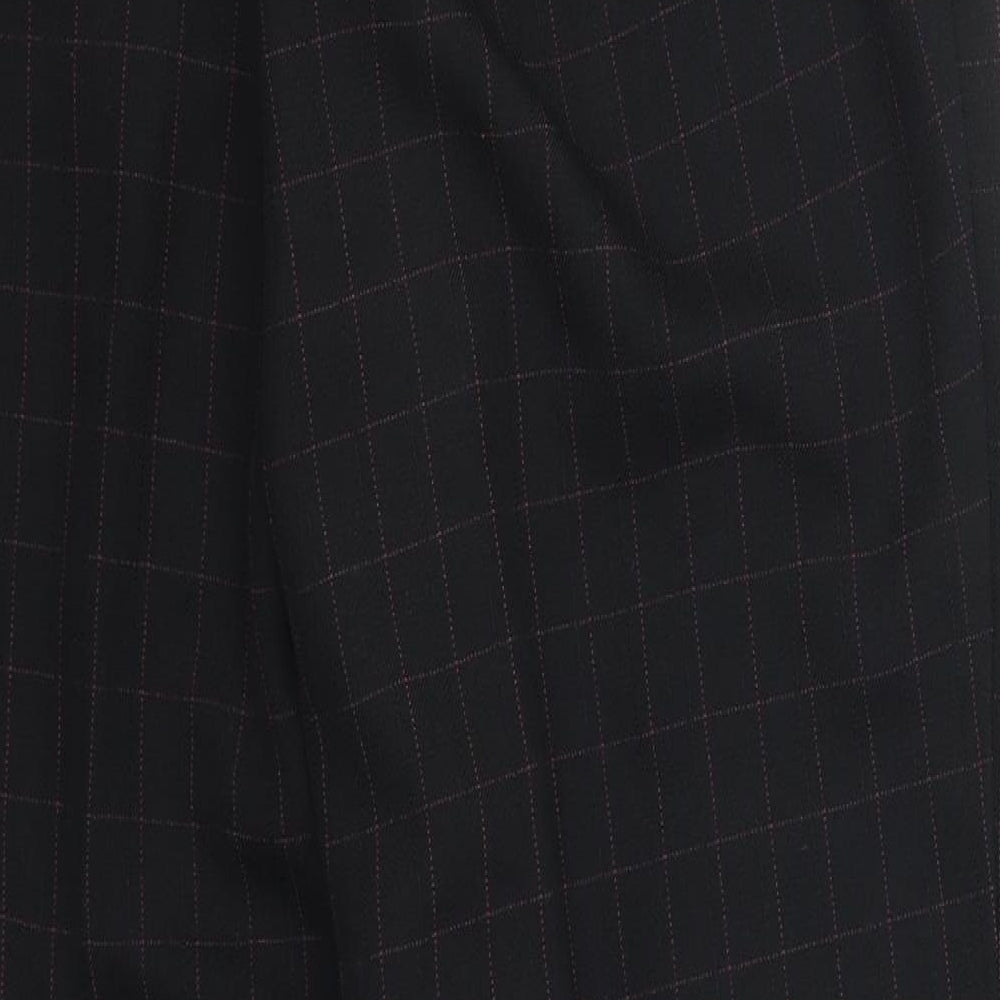 Marks and Spencer Womens Black Check Trousers Size 18 L26 in - Pink