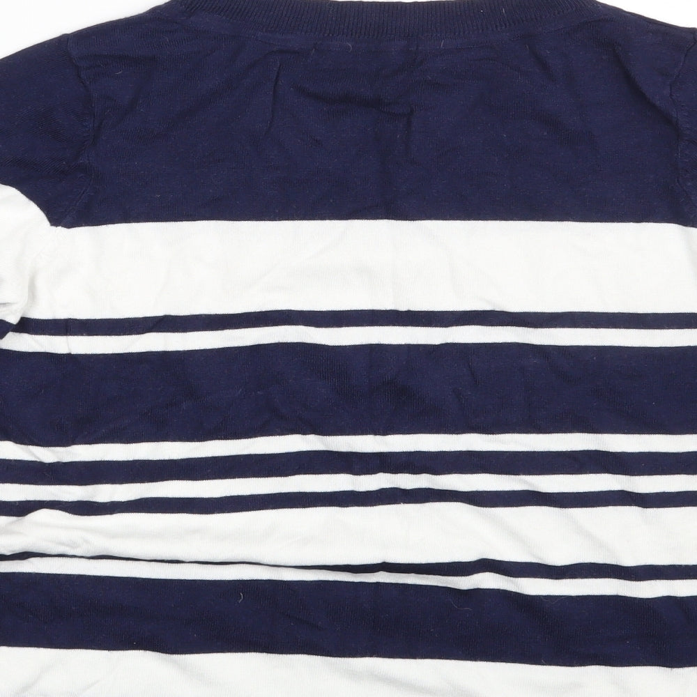 M&S Womens Blue Striped Pullover Sweatshirt Size 14