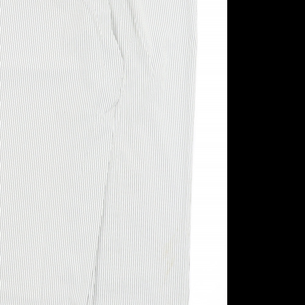 BM, Womens White Striped Trousers Size 16 L27 in