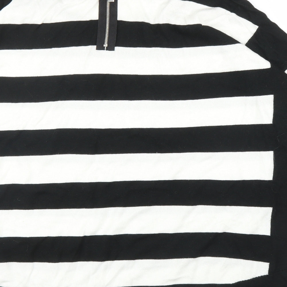 Wallis Womens Black Striped Pullover Jumper Size M