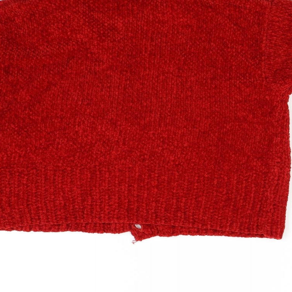 C&A Girls Red Knit Cardigan Jumper Size 14 Years