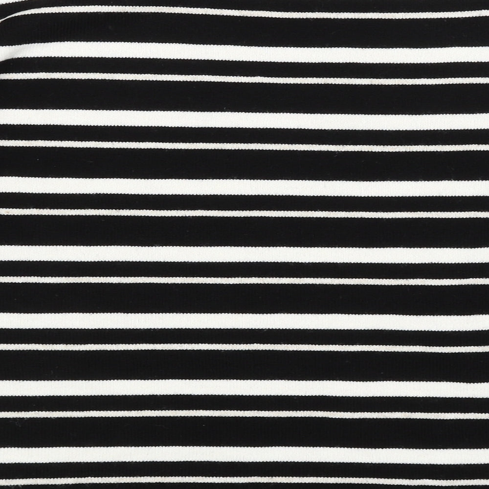 George Womens Black Striped Pullover Jumper Size S