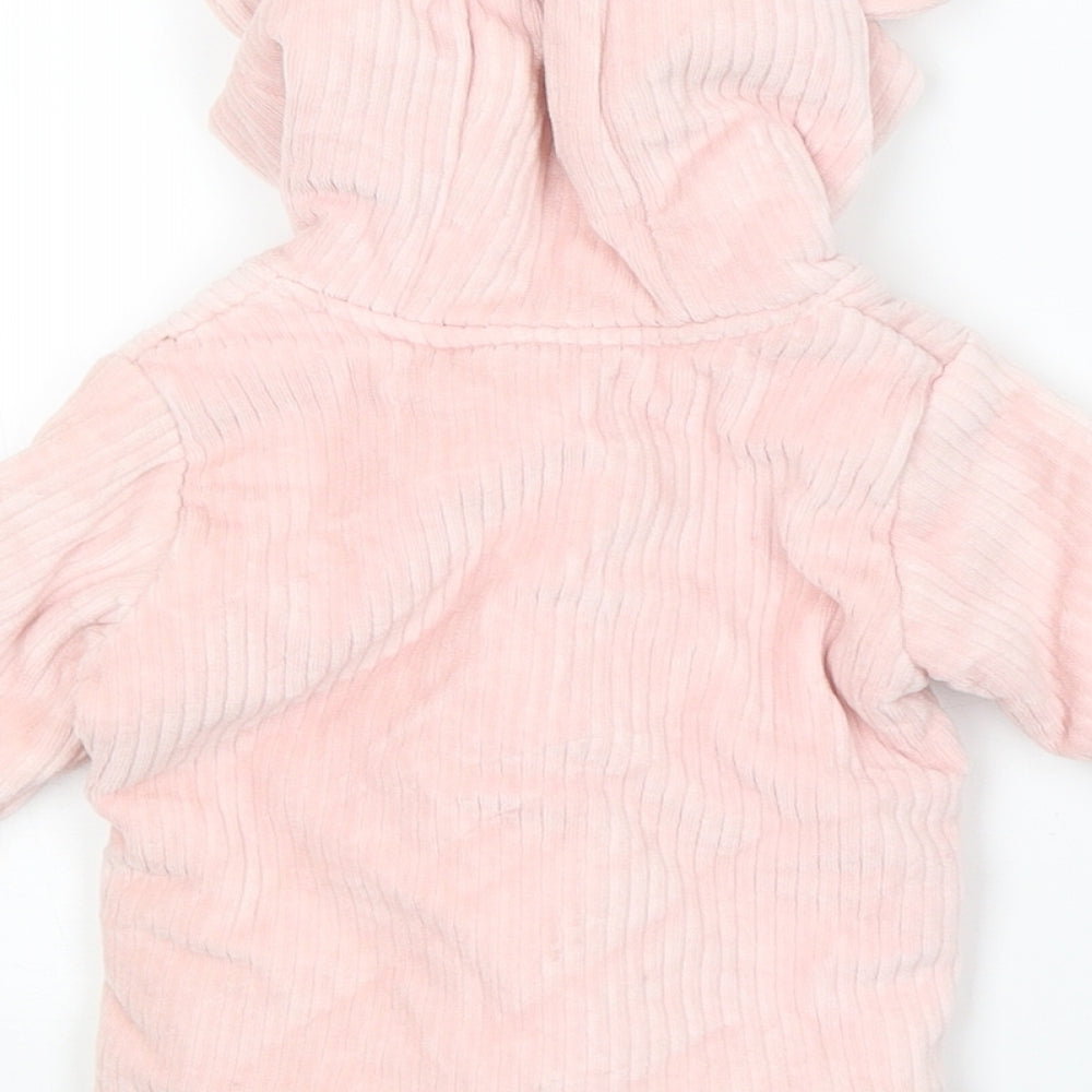 M&S Girls Pink Basic Coat Coat Size 3-6 Months