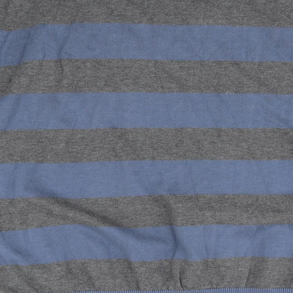 Trait Mens Blue Striped Henley Jumper Size XL
