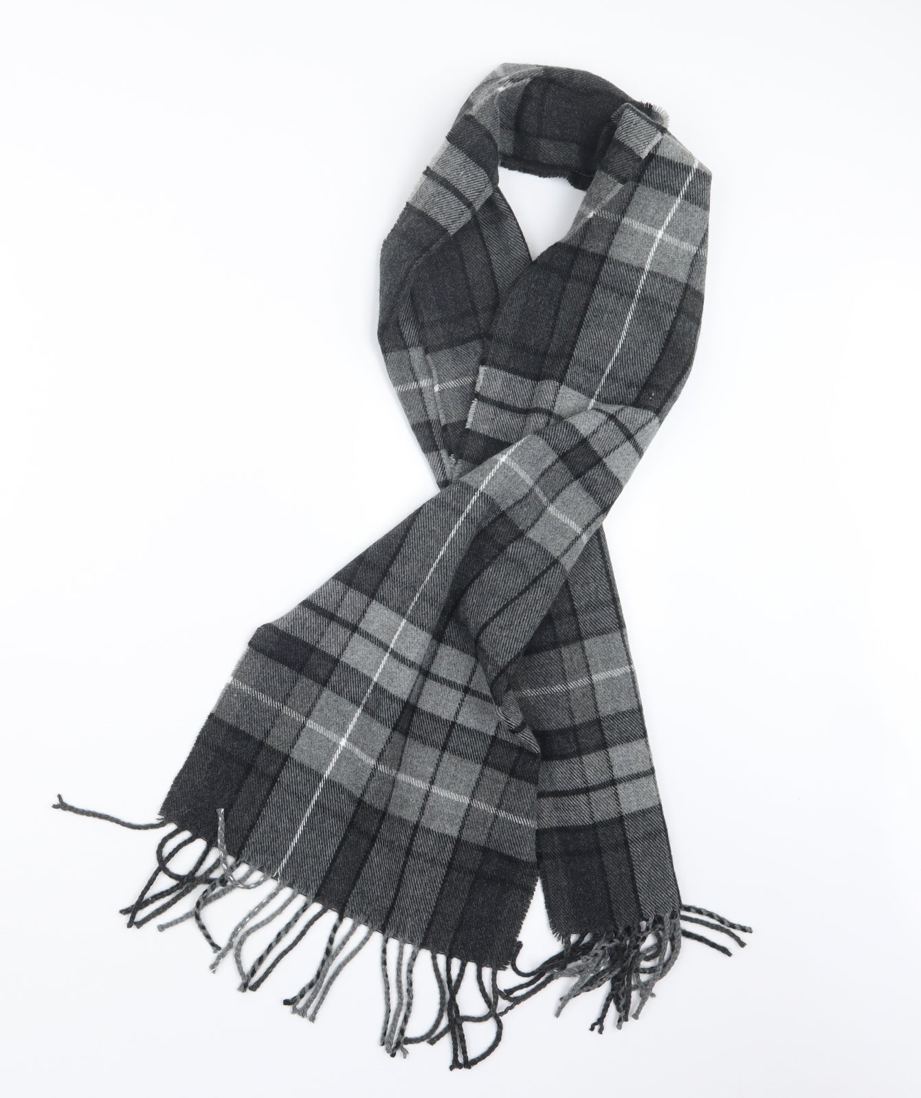 Preworn Womens Grey Check Knit Scarf