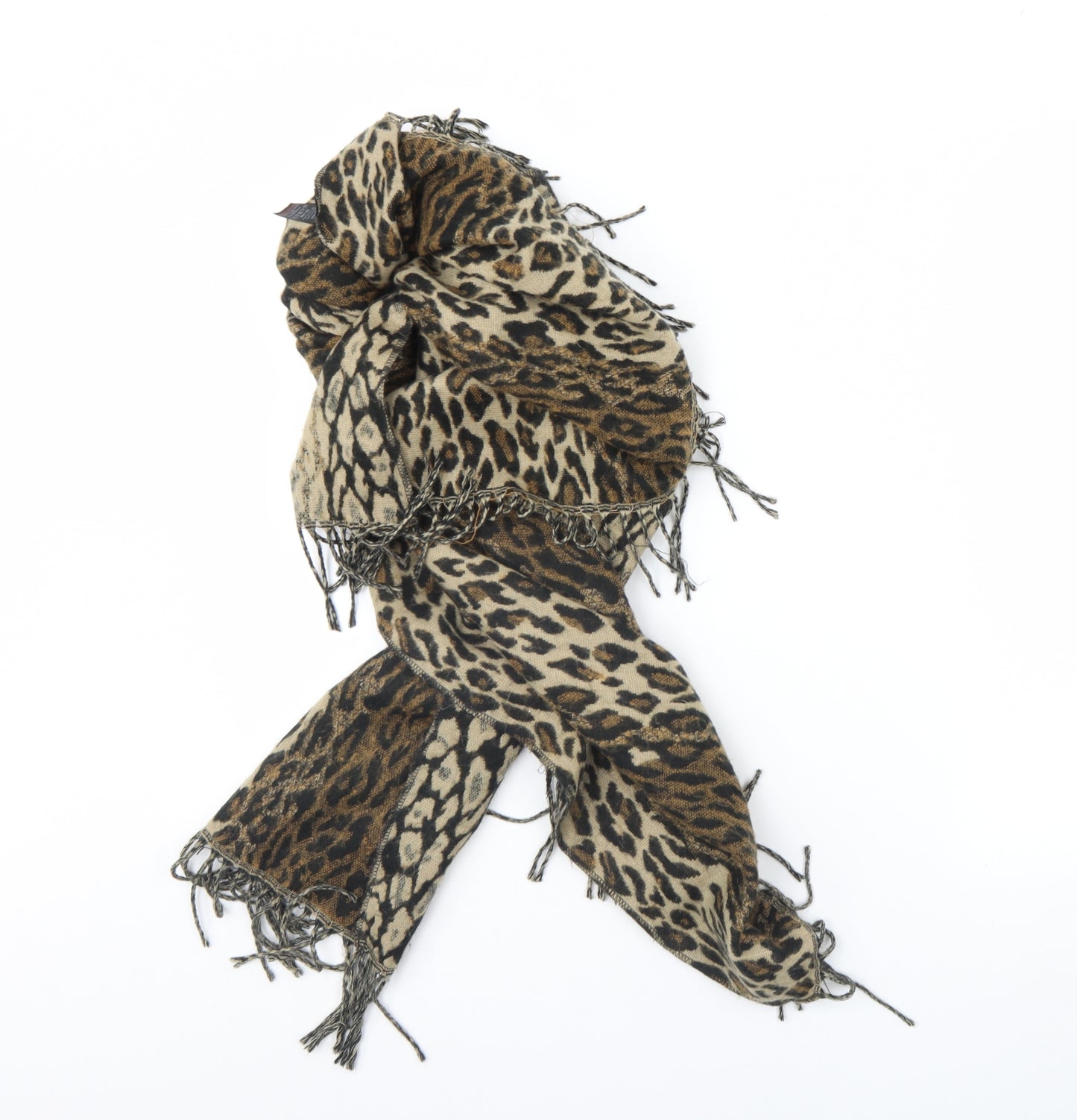 Preworn Womens Brown Animal Print Scarf