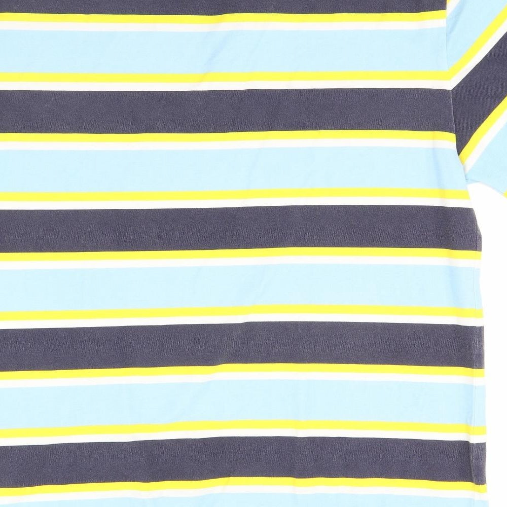 Reclaimed Vintage Mens Blue Striped Polo Size M